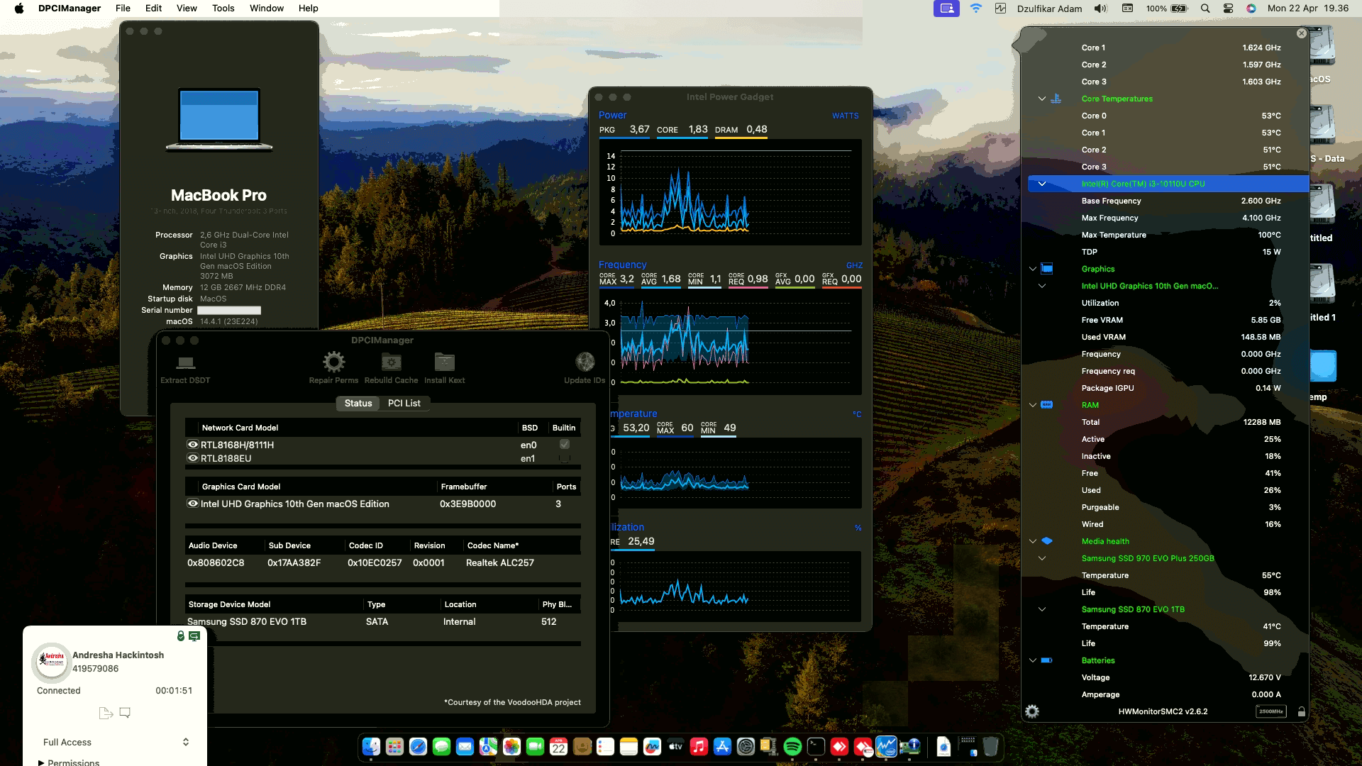 Success Hackintosh macOS Sonoma 14.4.1 Build 23E224 in Lenovo ThinkBook 14-IML